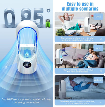  Kouamor Ventilateur Sur Pied USB 30 Cm Sans Pales, 6 Vitesses, Refroidisseur D'air Portable Pour Bureau, Chambre à Coucher