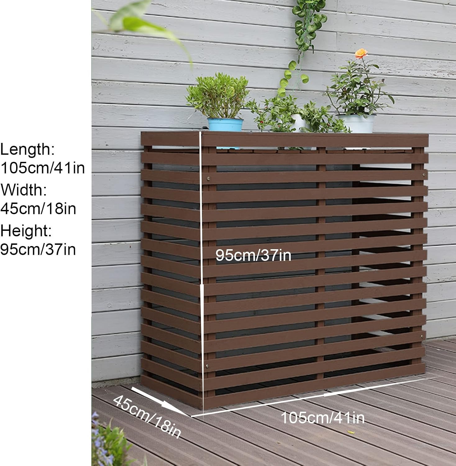  Housse De Protection En Bois Pour Climatiseur D'extérieur – Clôture élégante Pour Dissimuler L'unité De Climatisation Résistante Aux Intempéries Pour Une Utilisation En Extérieur