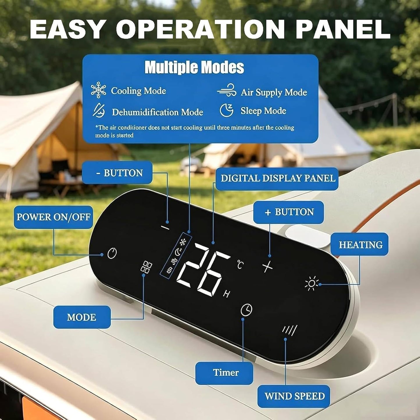  Climatiseur Portable 5000 BTU Pour Le Camping Sous Tente, Unité De Climatisation Silencieuse à Faible Consommation Pour Tentes De Camping, Tentes De Culture, Niches Pour Chiens AC110V