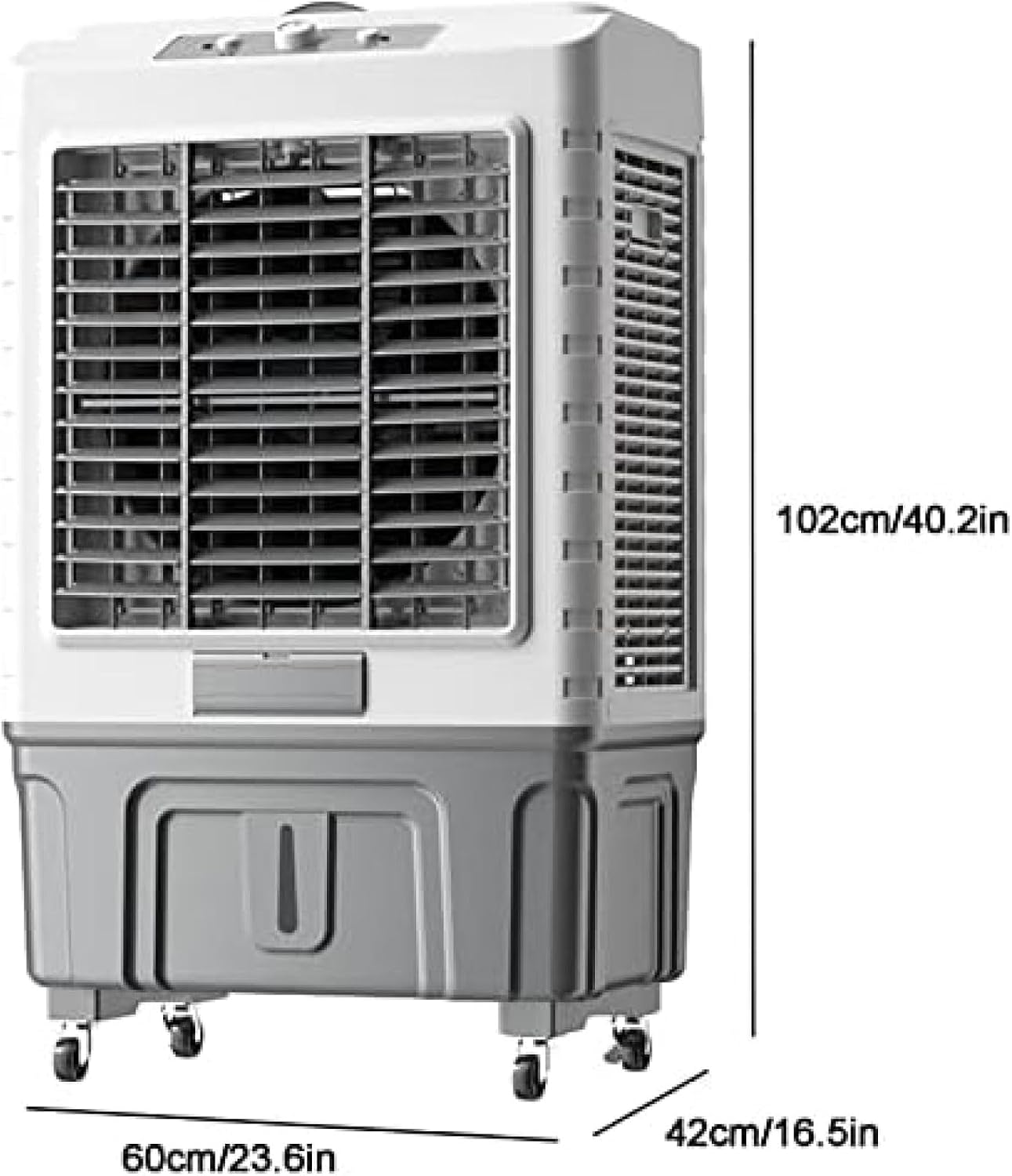GENERIC Refroidisseur D'air évaporatif 55L Avec Packs De Glace, Humidificateur De Ventilateur De Tour Portable Pour Le Bureau à Domicile.Caractéristiques Grand Réservoir, 3 Vitesses Et Roulettes Pour Une Mobi