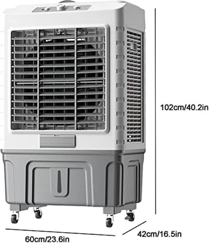 GENERIC Refroidisseur D'air évaporatif 55L Avec Packs De Glace, Humidificateur De Ventilateur De Tour Portable Pour Le Bureau à Domicile.Caractéristiques Grand Réservoir, 3 Vitesses Et Roulettes Pour Une Mobi