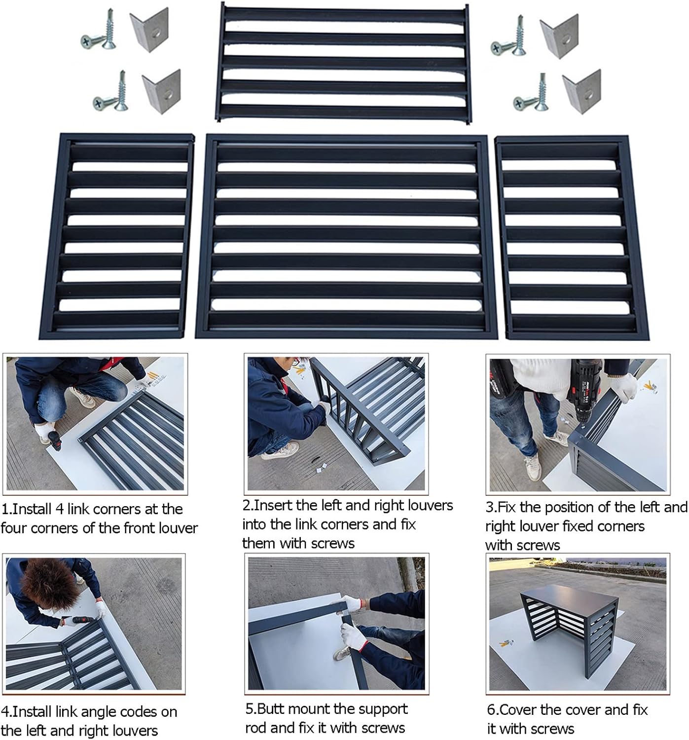  Housse De Protection En Aluminium Pour Climatiseur – Protection Extérieure Contre Les Intempéries – Clôture D'intimité Pour Unités Centrales – Couvercle De Condensateur Idéal Pour Une Utilisation En