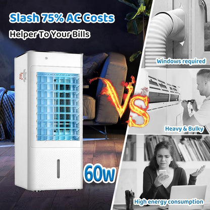 GENERIC Refroidisseur D'air Portable Avec Télécommande, 3 Vitesses Et 12H Minuterie.7L Double Réservoir évaporatif AC Pour Bureau De Chambre.Ventilateur De Ruse Silencieux à épargner D'énergie.