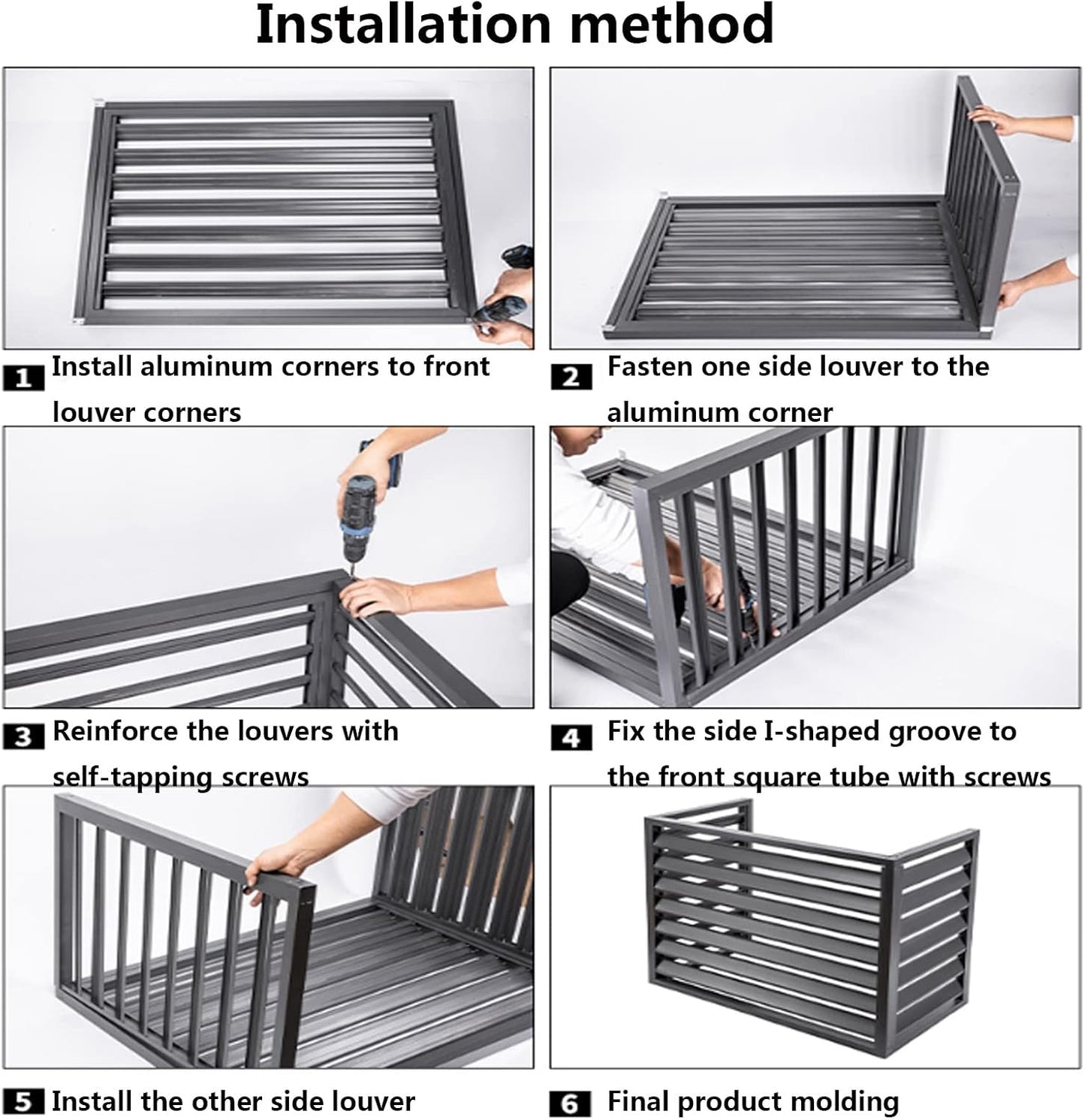 GENERIC Housse Robuste En Aluminium Pour Climatiseur Et Clôture D'intimité Pour Unités Extérieures – Design à Persiennes (3 Côtés) – Parfait Pour Balcon Et Jardin (taille : 100 X 70 X 50 Cm)