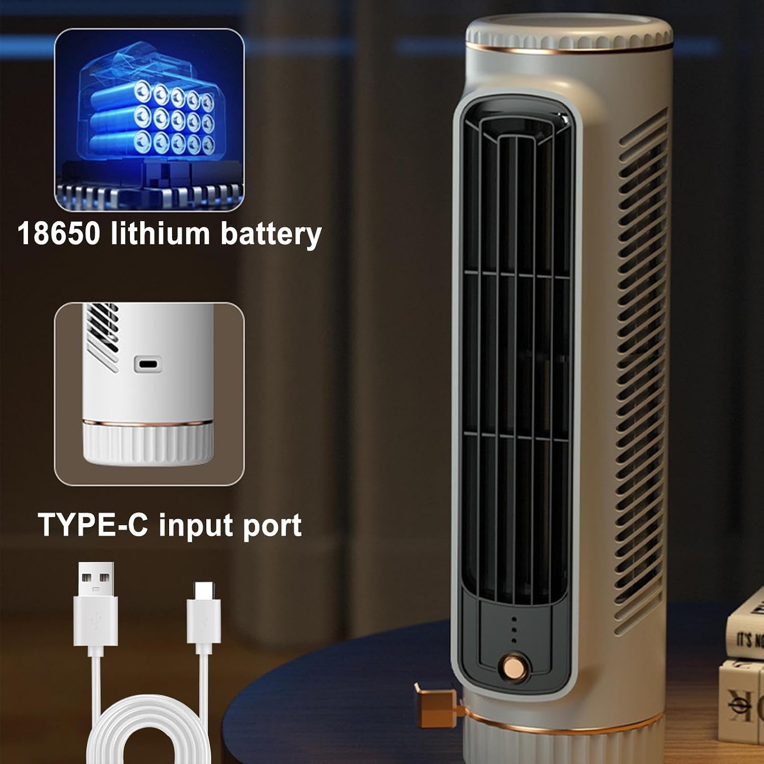  Mini Climatiseur Personnel - Ventilateur De Refroidissement Portable - Alimentation USB AC - 3 Vitesses - Tête Oscillante - Mini Climatiseur Pour Chambre à Coucher Et Voiture