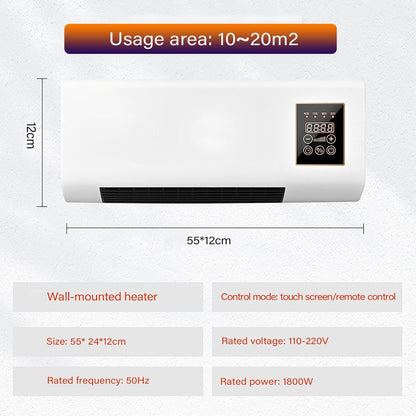  Ventilateur Mural, Ventilateur Portable Avec Minuterie à Distance, Ventilateur De Chauffage De Refroidissement Silencieux Pour La Chambre De Bureau à Domicile, Conception Compacte D'épargne D'espace,