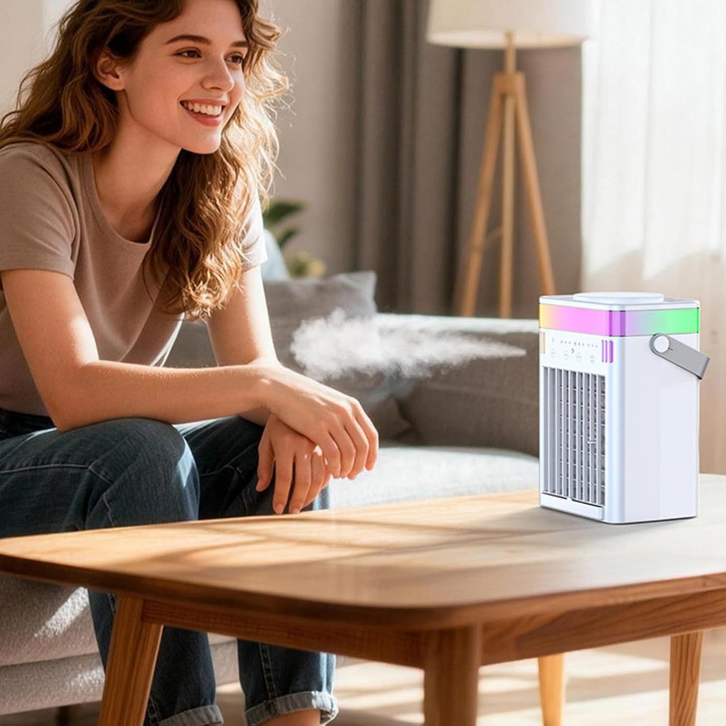  Climatiseur Évaporatif Silencieux Mobile, Ventilateur Colonne Sans Pales Intelligent Avec Télécommande, Refroidisseur D'Air Portable à Usage Domestique Pour Chambre, Salon, Dortoir D'Été