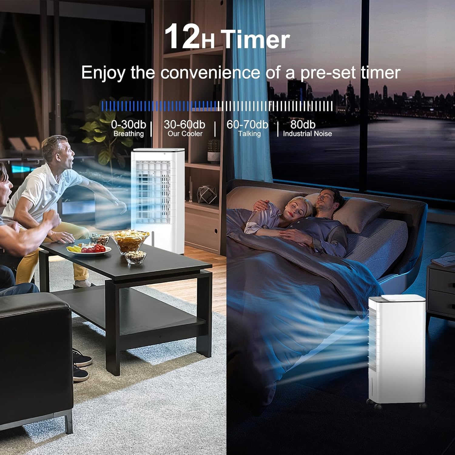 GENERIC Refroidisseur D'air Portable Avec Télécommande, 3 Vitesses Et 12H Minuterie.7L Double Réservoir évaporatif AC Pour Bureau De Chambre.Ventilateur De Ruse Silencieux à épargner D'énergie.