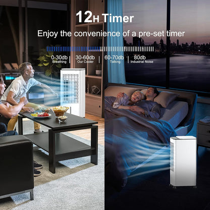 GENERIC Refroidisseur D'air Portable Avec Télécommande, 3 Vitesses Et 12H Minuterie.7L Double Réservoir évaporatif AC Pour Bureau De Chambre.Ventilateur De Ruse Silencieux à épargner D'énergie.