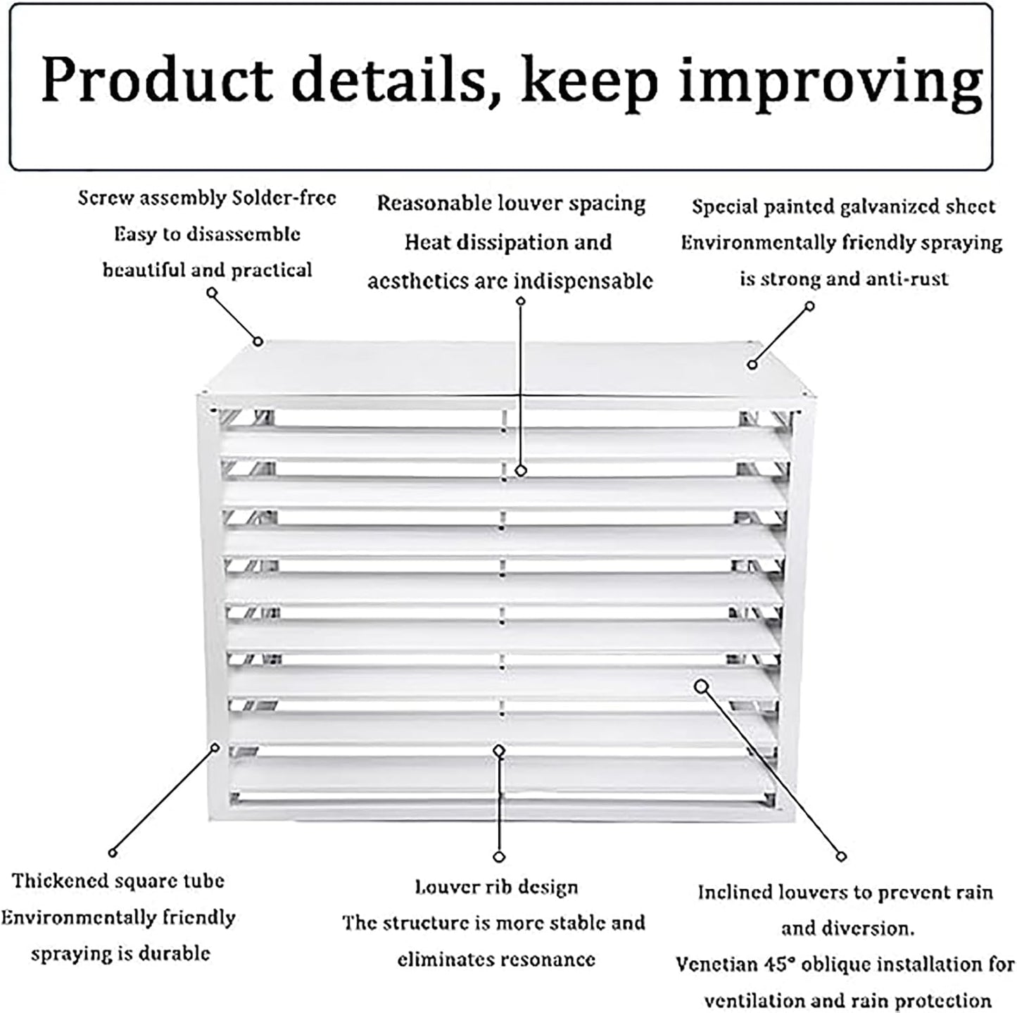  Housse De Protection Pour Climatiseur En Alliage D'aluminium - Protection Décorative Pour Climatiseurs Extérieurs, Condenseurs Et Pompes à Chaleur. Grille De Protection R