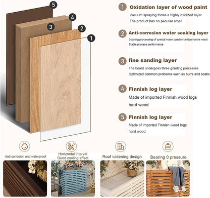 GENERIC Housse De Protection Pour Climatiseur D'extérieur En Bois Massif Avec Persiennes - Résistante Aux Intempéries - Support De Fleurs Polyvalent - Taille A - 85 X 35 X 80 Cm