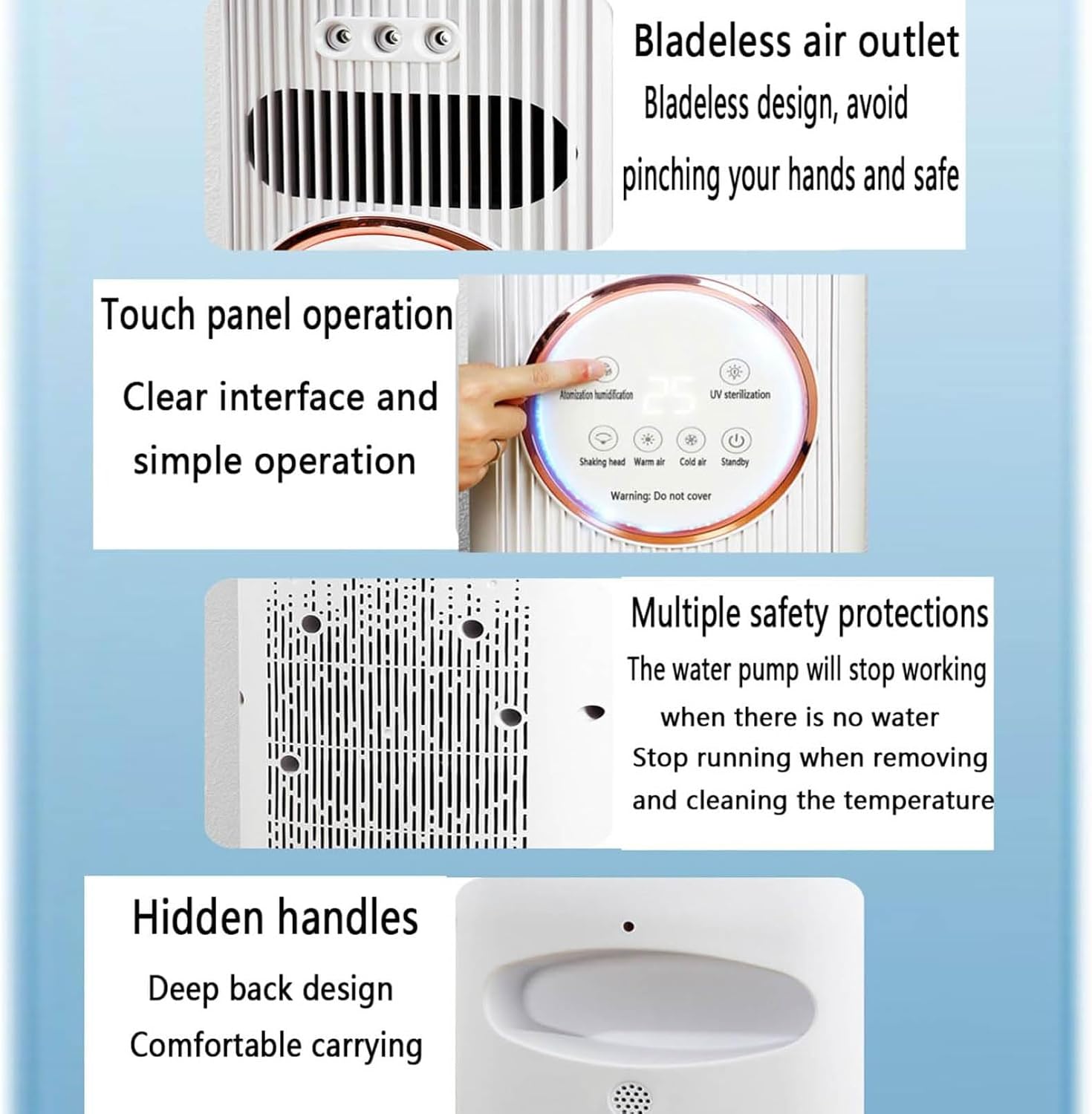 GENERIC Refroidisseur D'air évaporatif Portable Avec Télécommande, 4 Modes, 3 Vitesses, Affichage LED, Minuterie 12 H, Arrêt Automatique, Réservoir De 1,2 L, Ventilateur De Refroidissement Silencieux Sans
