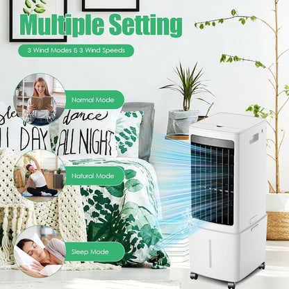 GENERIC Refroidisseur D'air évaporatif Portable, 3100 CFM, Refroidisseur De Marais Avec 3 Modes Et 3 Vitesses, Oscillation à 120°, Minuterie De 0 à 7,5 H, Pour Terrasse, Garage, Refroidissement Extérieur