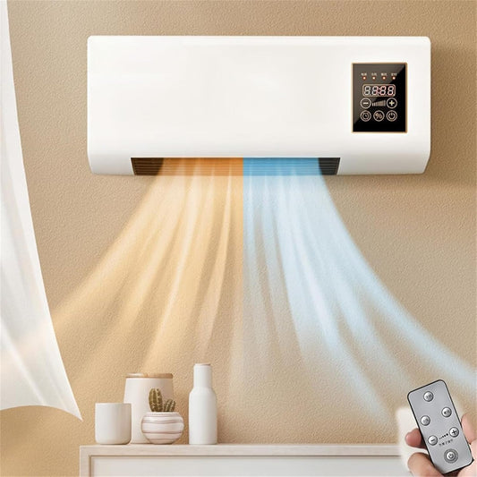  Climatiseur Mural Avec Télécommande, Chauffage Compact Pour Chambre Et Bureau, Fonctionnement Calme, Chauffage Rapide 40°C, Fonction De Minuterie Intégrée, Idéal Pour L'été Et L'hiver