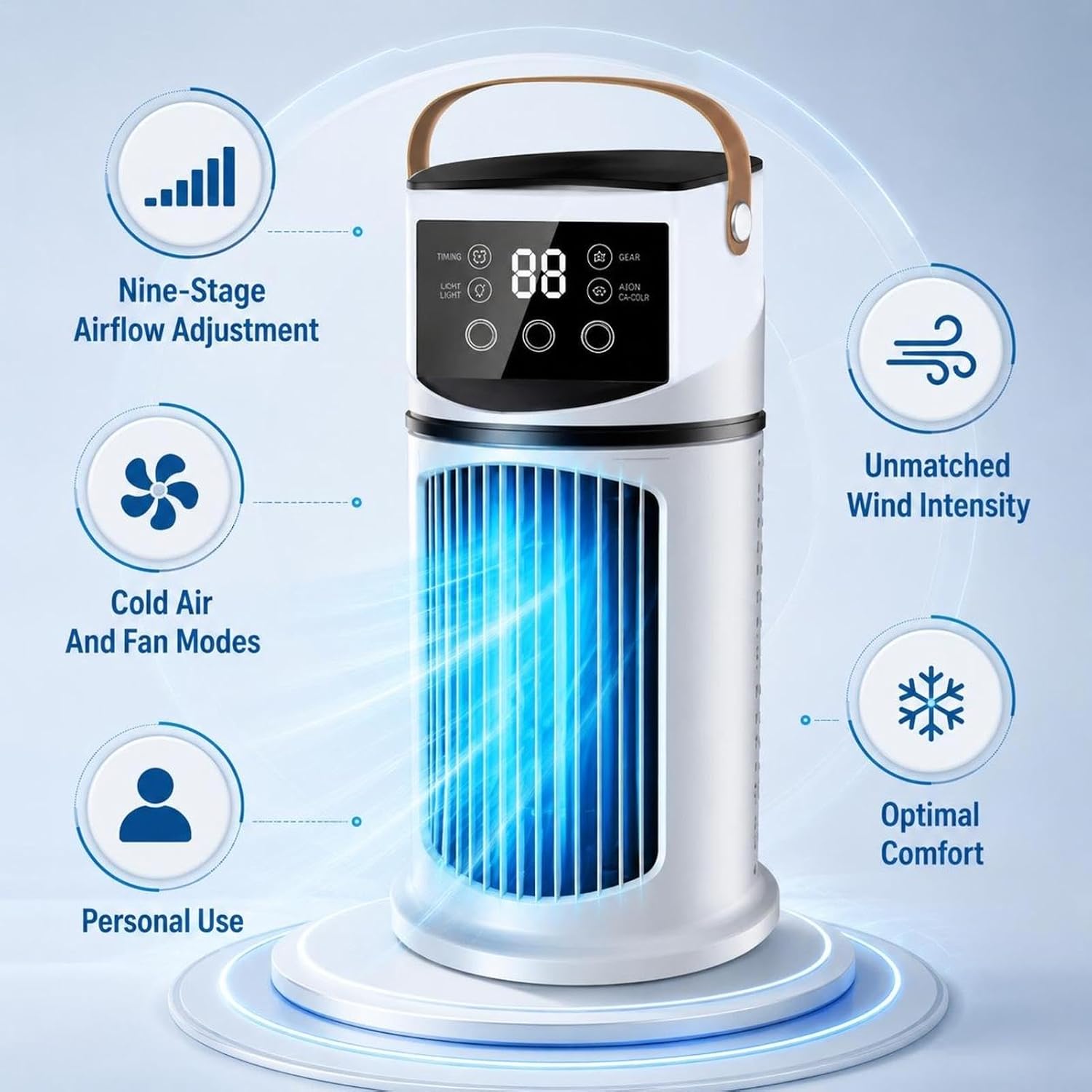  Climatiseurs Portatifs | Ventilateur Rechargeable | Ventilateur De Bureau Silencieux Rafraîchisseur D'Air | Rafraîchisseur D'Air Évaporatif Pour La Chambre, Le Bureau, La Maison