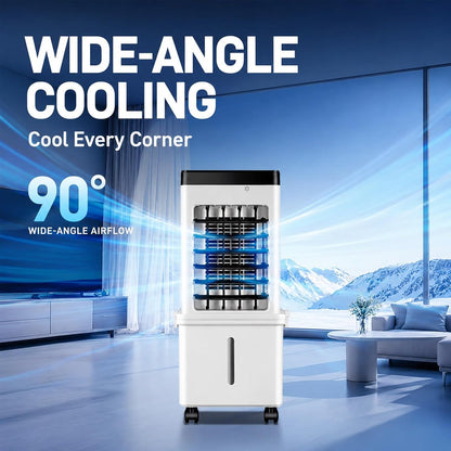 Rafraichisseur D'air Portable, Refroidisseur à Marais Avec Réservoir D'Eau Amovible De 10 L, Climatiseur Sans Fenêtre Oscillant à 3 Vitesses Pour Pièce, Chambre Et Bureau