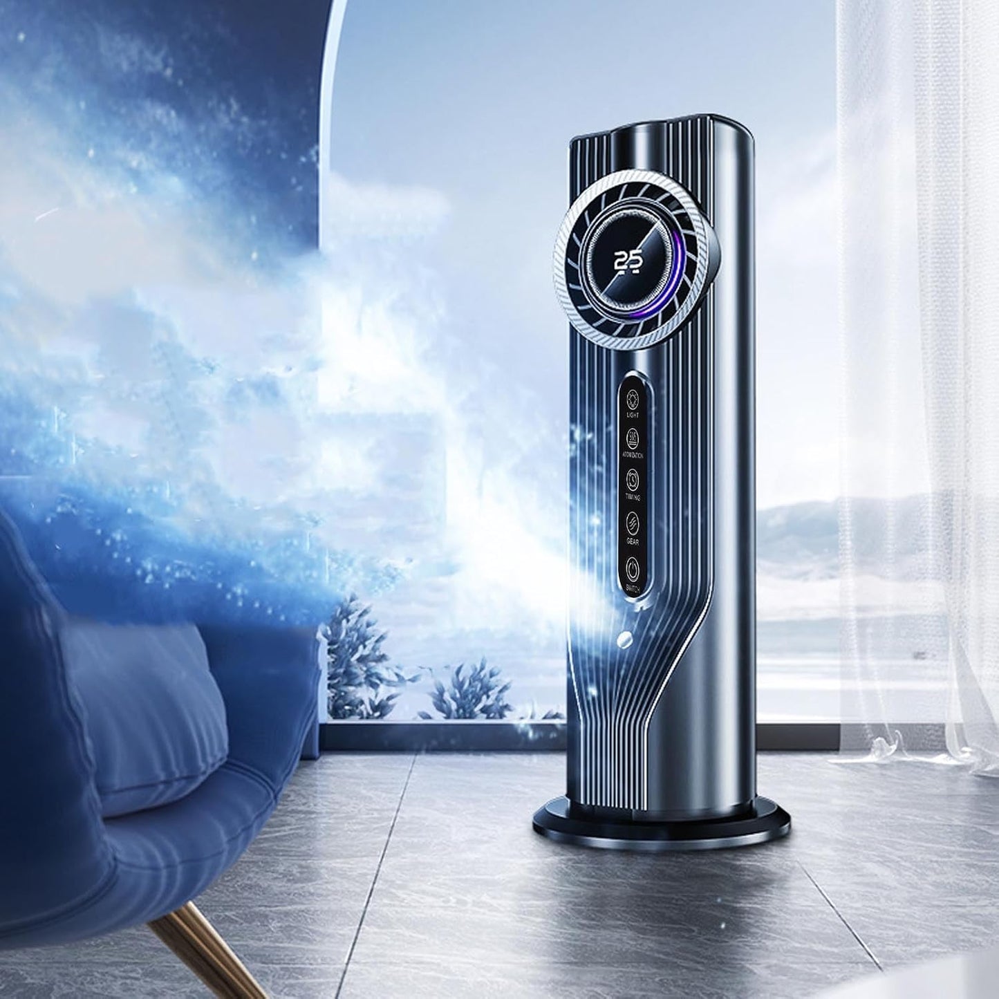  Hyuduo Refroidisseur D'air Portable, Matériau ABS, 6 Vitesses Réglables, Minuterie De 6 Heures, Idéal Pour Les Bureaux Et Les Dortoirs