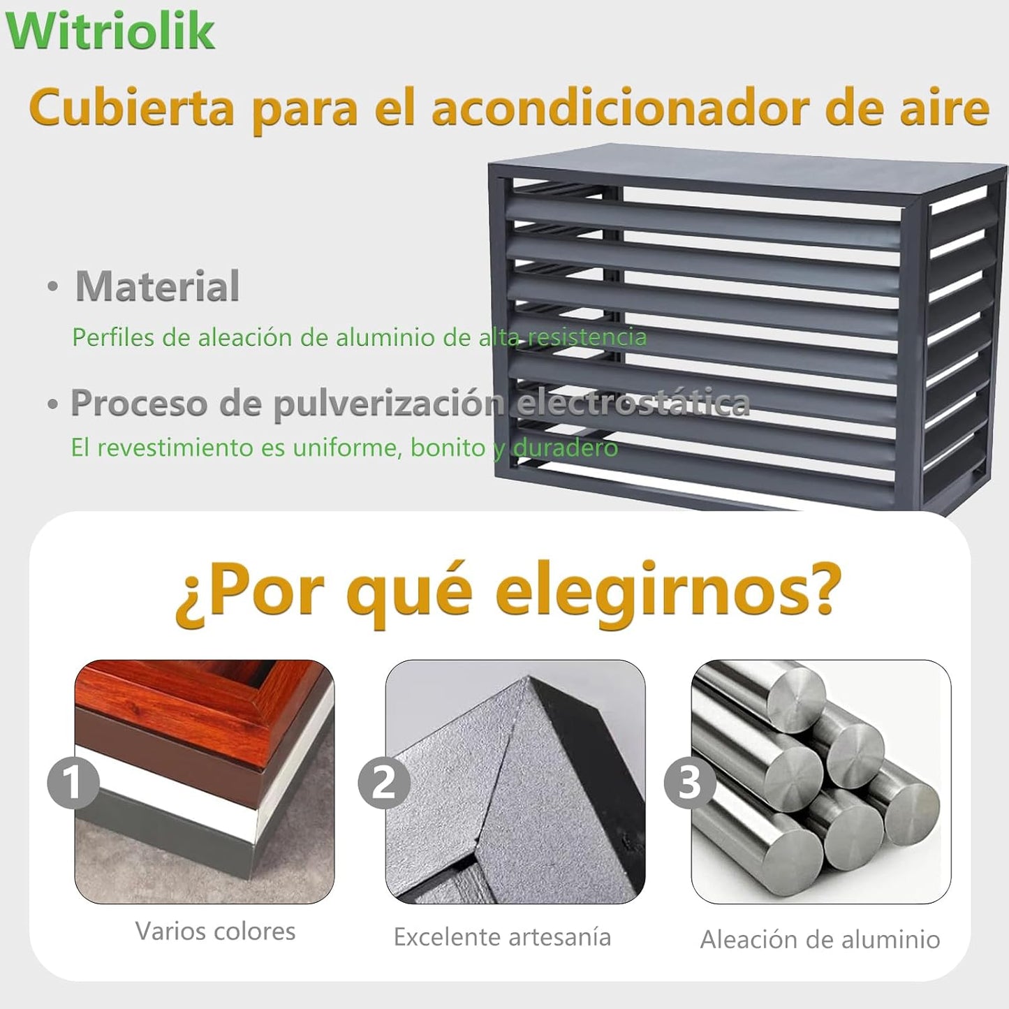GENERIC Clôture De Climatiseur En Aluminium Grain De Bois – Housse De Protection Extérieure Pour Unités 2–3P (L 110 X L 60 X H80) – Écran De Pompe à Chaleur Pour Protection D'unité De Condensateur