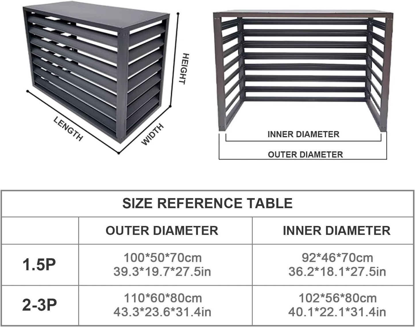 GENERIC Housse En Aluminium De Qualité Supérieure Pour Climatiseur – Protection Résistante Aux Intempéries Pour Pompes à Chaleur – Réduction Du Bruit Et élégante (blanc 100 X 50 X 70 Cm)