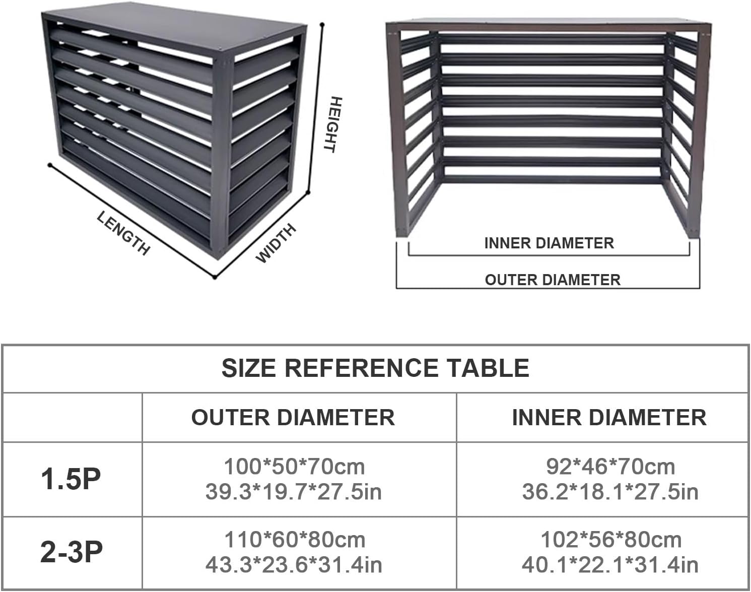GENERIC Housse En Aluminium De Qualité Supérieure Pour Climatiseur – Protection Résistante Aux Intempéries Pour Pompes à Chaleur – Réduction Du Bruit Et élégante (blanc 100 X 50 X 70 Cm)