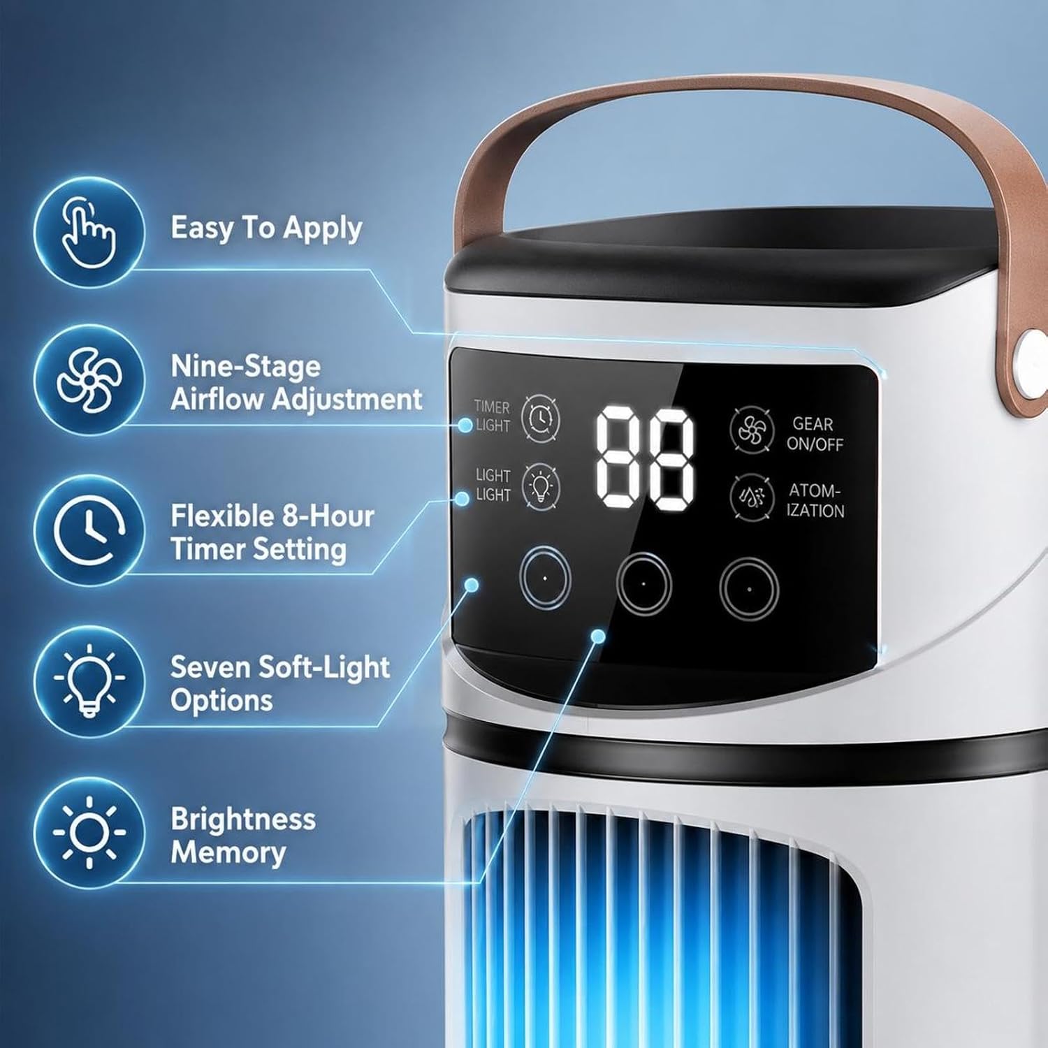  Climatiseurs Portatifs | Ventilateur Rechargeable | Ventilateur De Bureau Silencieux Rafraîchisseur D'Air | Rafraîchisseur D'Air Évaporatif Pour La Chambre, Le Bureau, La Maison