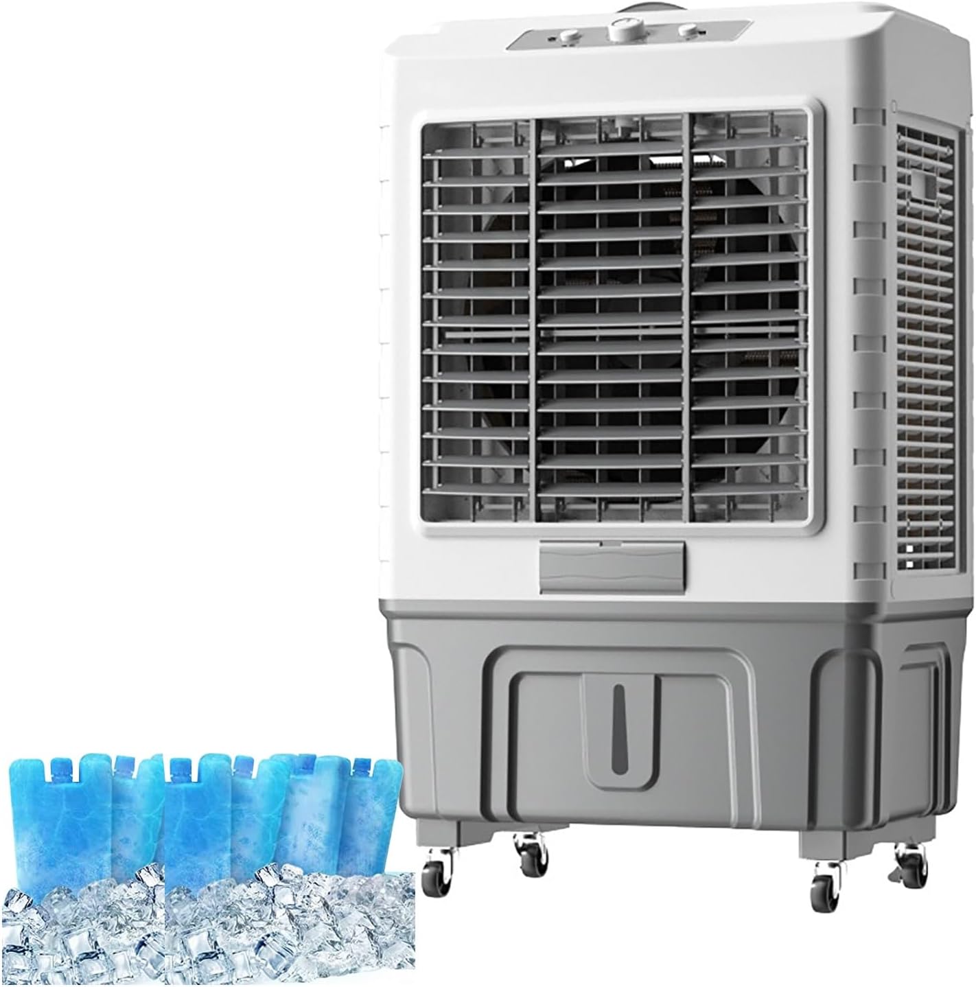 GENERIC Ventilateur De Refroidissement à évaporation Commerciale, Humidificateur 3 En 1, Réservoir De 55 L, Refroidissement Efficace Pour Atelier, Garage, Extérieur