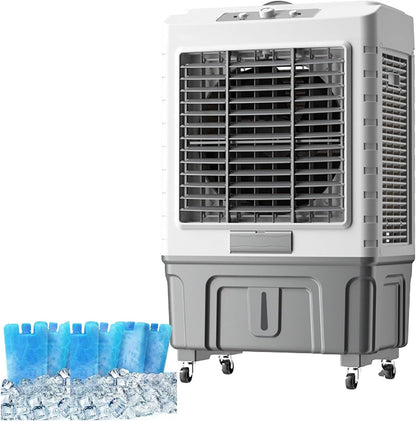 GENERIC Ventilateur De Refroidissement à évaporation Commerciale, Humidificateur 3 En 1, Réservoir De 55 L, Refroidissement Efficace Pour Atelier, Garage, Extérieur