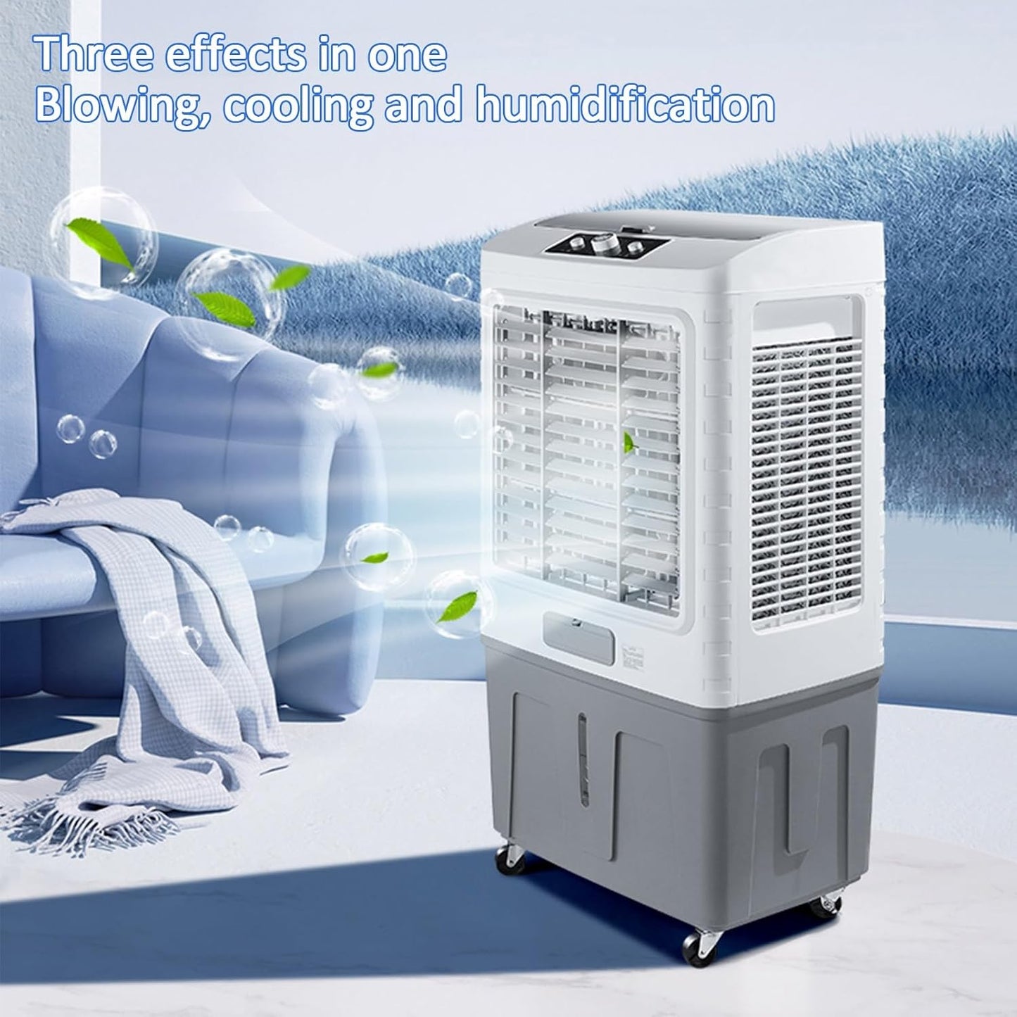 GENERIC Refroidisseur D'air Par évaporation 1800 CFM, Oscillation à 120°, 3 Vitesses, Télécommande, 4 Glacières, Ventilateur De Refroidissement 3 En 1 Pour La Maison, Le Bureau, L'intérieur Et L'extérieur