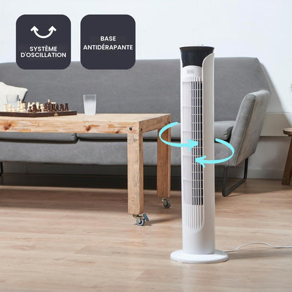 Black & Decker BLACK+DECKER - Ventilateur Colonne + 45 W | 81 Cm | Oscillant Et Silencieux | 3 Vitesses | Minuteur 2 H | Base Antidérapante | Poignée | Puissant Flux D'air | Blanc
