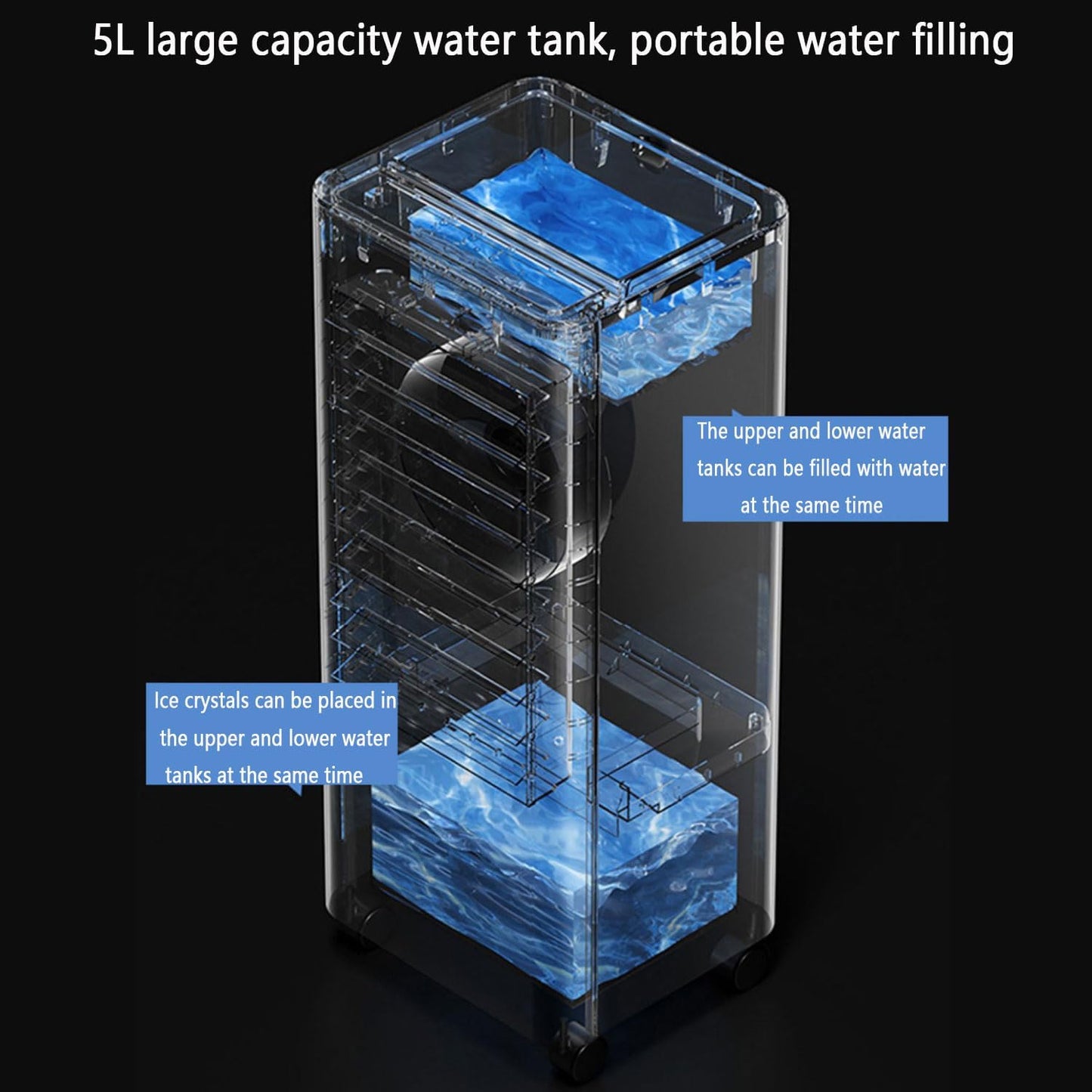 GENERIC Climatiseur Portable Avec Ventilateur Et Système De Refroidissement Sans évacuation, 3 Vitesses, Grand Réservoir, Silencieux (46 DB), Minuterie 12 H Et Compartiment à Glace. Idéal Pour La Ch