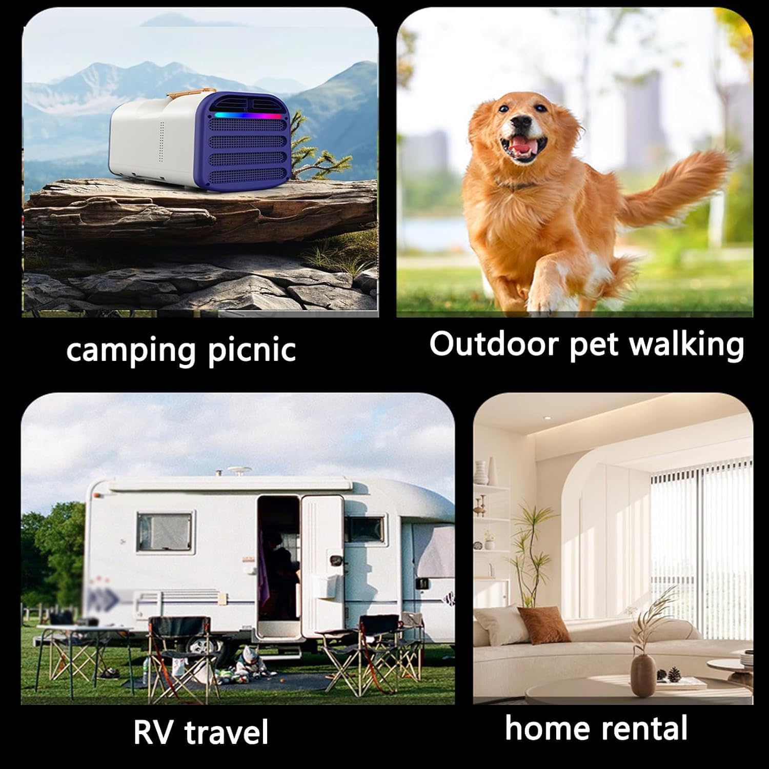  Portable AC 4500BTU Refroidissement Rapide 400W Calme Mini Refroidisseur Pour RV Voiture Camping Avec Télécommande Mode De Sommeil Déshumidificateur Compact Design Facile à Installer Extérieur à L'int