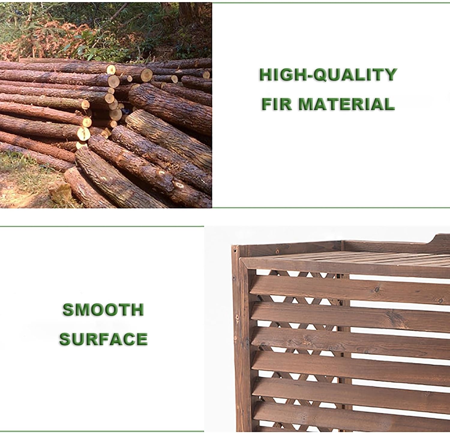  DOSSAE Couverture De Climatiseur En Bois,D'écran De Confidentialité Antivol De La Vie,Cache Climatiseur Pour Unité Extérieure En Bois,Carbonisé, Facile À Installer.