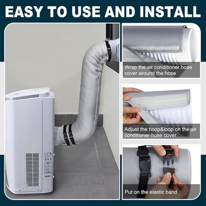  150 CM Manchon Isolant Tuyau Thermique Pour Climatisation Mobile | Manchon Isolant Pour Gaine De Climatiseur Mobile, Gaine Isolante Conduit De Climatisation Mobile, - 3 Sangles, Pour 12,7/15CM