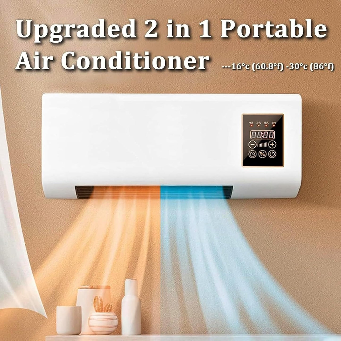  Air Portable Fan Climafy Split Max Refroidissement Et Hot Without Installation Télécommande Compacte Télécommande Bureau à Domicile Hiver D'été Sous Consommation énergétique