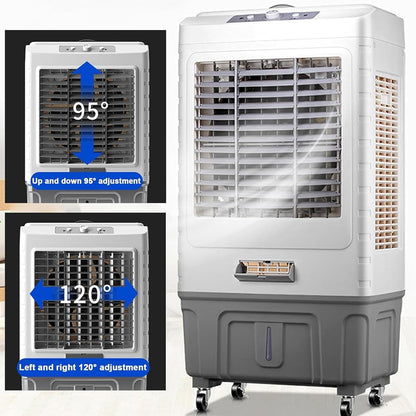 GENERIC Refroidisseur D'air évaporatif 55L, Humidificateur De Ventilateur à Courant Alternatif Portable Avec Cristaux De Glace Pour Les Grandes Pièces, Système De Refroidissement Efficace à L'énergie 3 En 1,