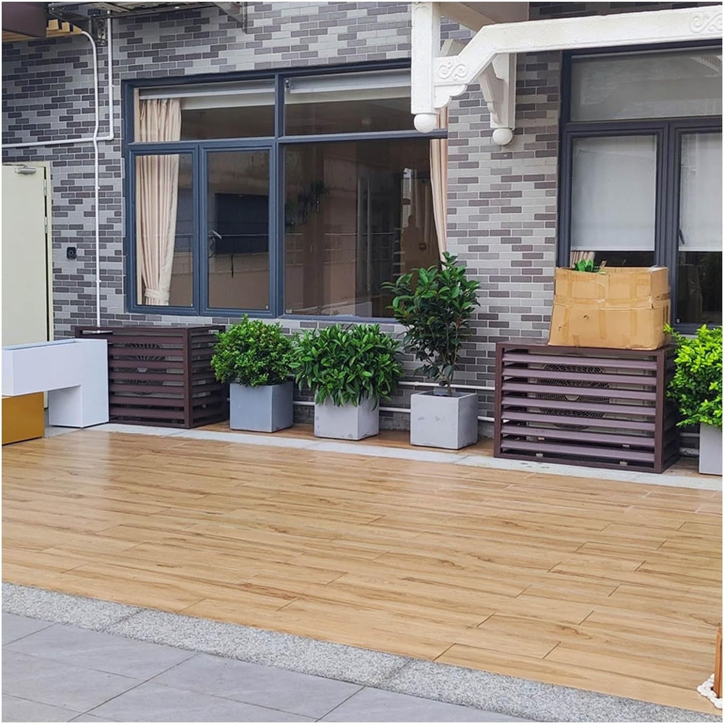  Housse Pour Climatiseur Extérieur – Aluminium Résistant Aux Intempéries, Garde-corps Décoratif Pour Unités AC, Gris, Dimensions : 110 X 60 X 80 Cm, Et Protection élégante