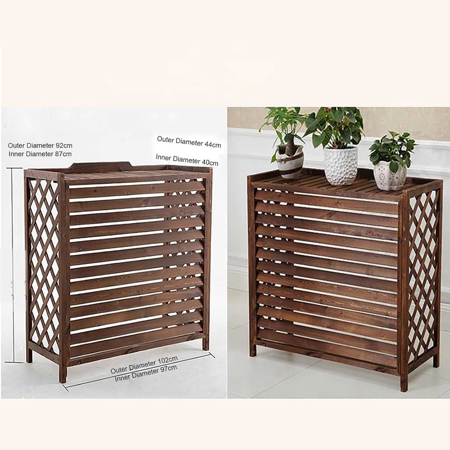  DOSSAE Couverture De Climatiseur En Bois,D'écran De Confidentialité Antivol De La Vie,Cache Climatiseur Pour Unité Extérieure En Bois,Carbonisé, Facile À Installer.