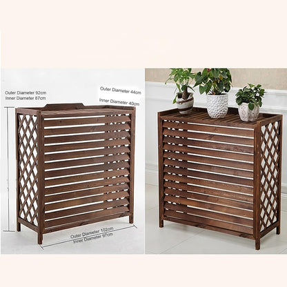  DOSSAE Couverture De Climatiseur En Bois,D'écran De Confidentialité Antivol De La Vie,Cache Climatiseur Pour Unité Extérieure En Bois,Carbonisé, Facile À Installer.