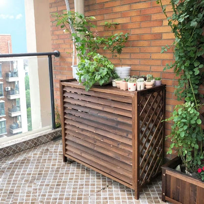 GENERIC Housse Et Support De Climatiseur D'extérieur En Bois Résistant Aux Intempéries – Protection élégante Et Unité AC, 100 X 43 X 94 Cm Et 110 X 50 X 85 Cm, Support De Fleurs Idéal Pour Toutes Les Saisons