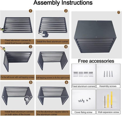  Grille Décorative En Aluminium Pour Climatiseur Et Pompe à Chaleur, Protection De Confidentialité Pour Climatiseur Extérieur, Autoportante
