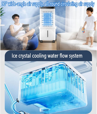 GENERIC Climatiseur Mobile 15L : Refroidisseur D'air évaporatif, 3 Vitesses, Oscillation 90°, Minuterie 7.5H, Ventilateur Silencieux 40dB, écoénergétique, Compact à Roulettes Pour Bureau Chambre