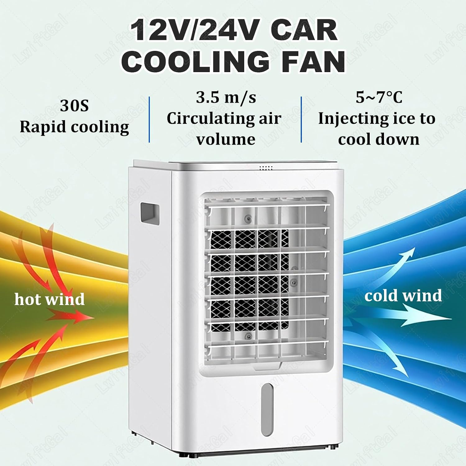  Climatiseur Portable 12v/24v, Refroidisseur D'air Par éVaporation à 3 Vitesses Pour Caravane, Camping-Car, Fourgon AméNagé Et Camion - Solution De Refroidissement 24V