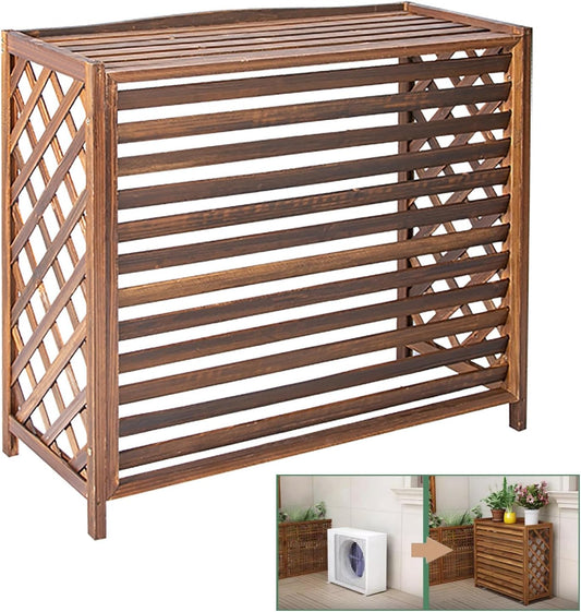 GENERIC Housse En Bois Pour Climatiseur D'extérieur Et étagère Pour Plantes, Coupe-vent, Protection Contre Le Soleil Pour Unité De Climatisation Et Décoration De Jardin, Durable Et élégante