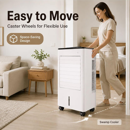  Rafraîchisseur D'air Par évaporation Portable, Rafraîchisseur D'air Avec TéLécommande, 3 Vitesses, Minuteur 12 H Pour Garage Entrepôt Ou Terrasse