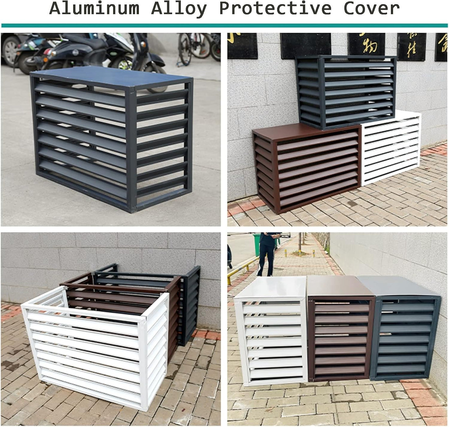 GENERIC Climatiseur Extérieur – Boîtier En Aluminium Avec Porte-fleurs Et Volets à Persiennes – Séparateur Extérieur Autonome Pour Unités De Climatisation Et Cachette à Ordures (noir)