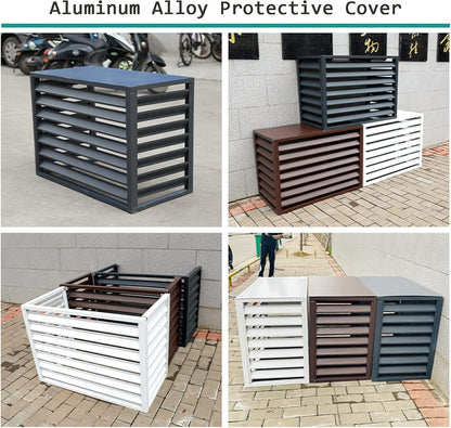 GENERIC Climatiseur Extérieur – Boîtier En Aluminium Avec Porte-fleurs Et Volets à Persiennes – Séparateur Extérieur Autonome Pour Unités De Climatisation Et Cachette à Ordures (noir)