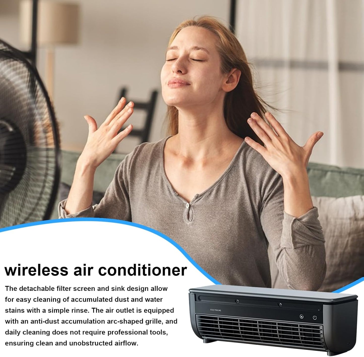  Climatiseur Mural Portable, Rechargeable Par USB, Sans Perçage, Pour Bureau, Refroidissement Rapide, Petit Rafraîchisseur D'air Pour Cuisine Et Chambre À Coucher.