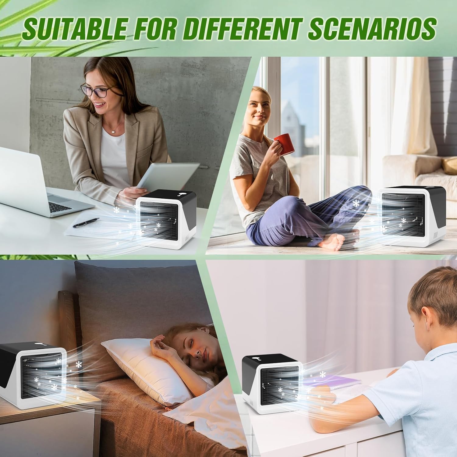  Climatiseur Mobile, 3-en-1 Ventilateur Type-C Silencieux, 3 Vitesses Réglables, Climatiseur Portable Sans évacuation, Mini Climatiseur Mobile D'Air Pour Chambre, Bureau Ou Camping