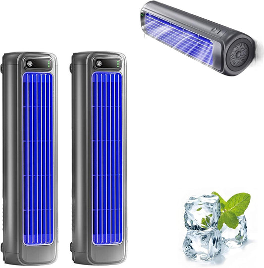  Liketonline Cooling Ace, Climatiseur Portable, 3 Vitesses Réglables, Ventilateur Mural Sans Perforation, Rechargeable Par USB, Pour Chambre, Bureau, Maison (Gray+Gray)