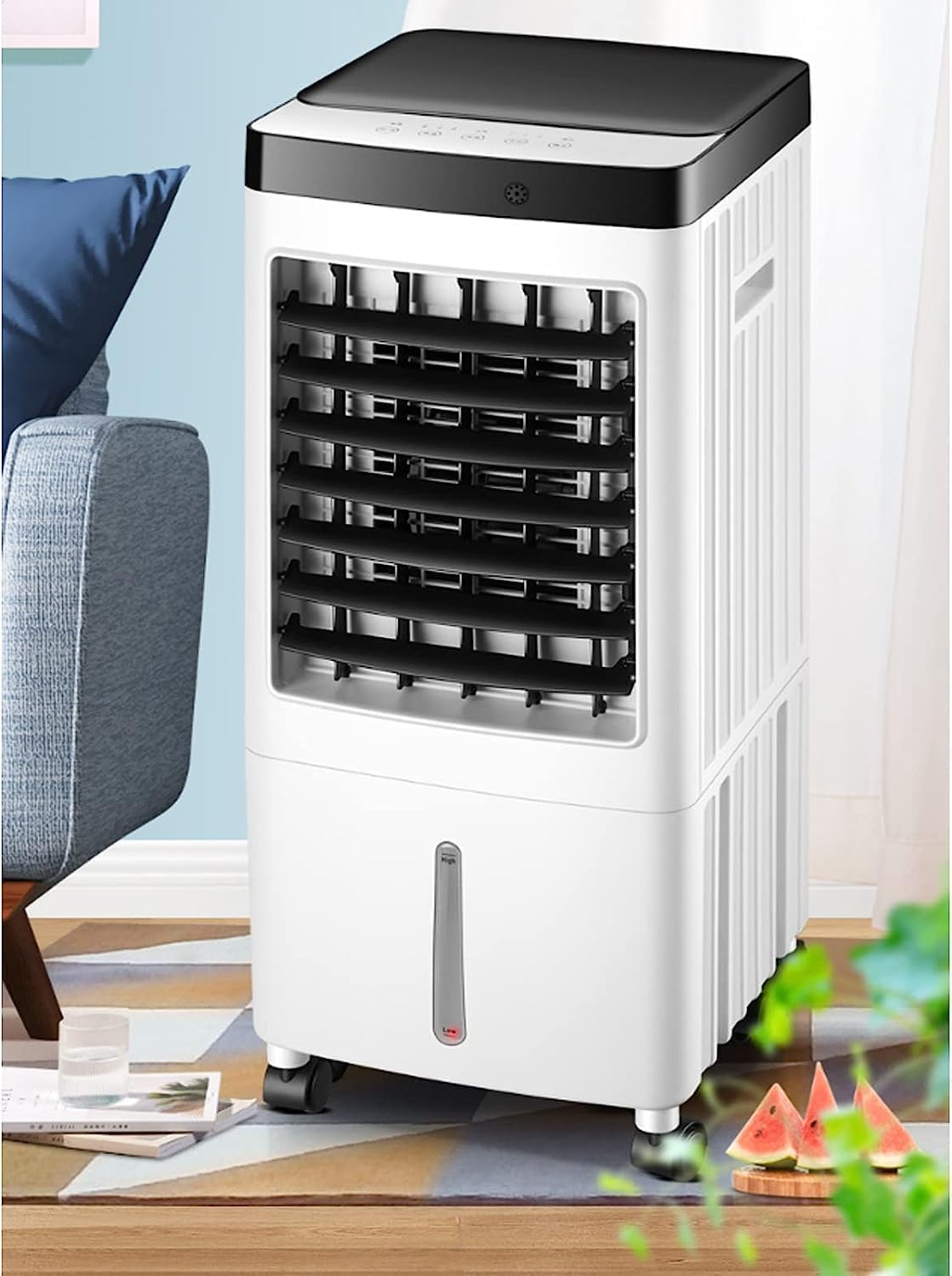 GENERIC Refroidisseur D'air Portable, 10L Réservoir Sans Tuyau AC Avec 3 Vitesses Et Minuterie, Refroidisseur à évaporation Compact Pour Le Bureau à Domicile, Ventilateur De Bureau Silencieux Déshumidificateu